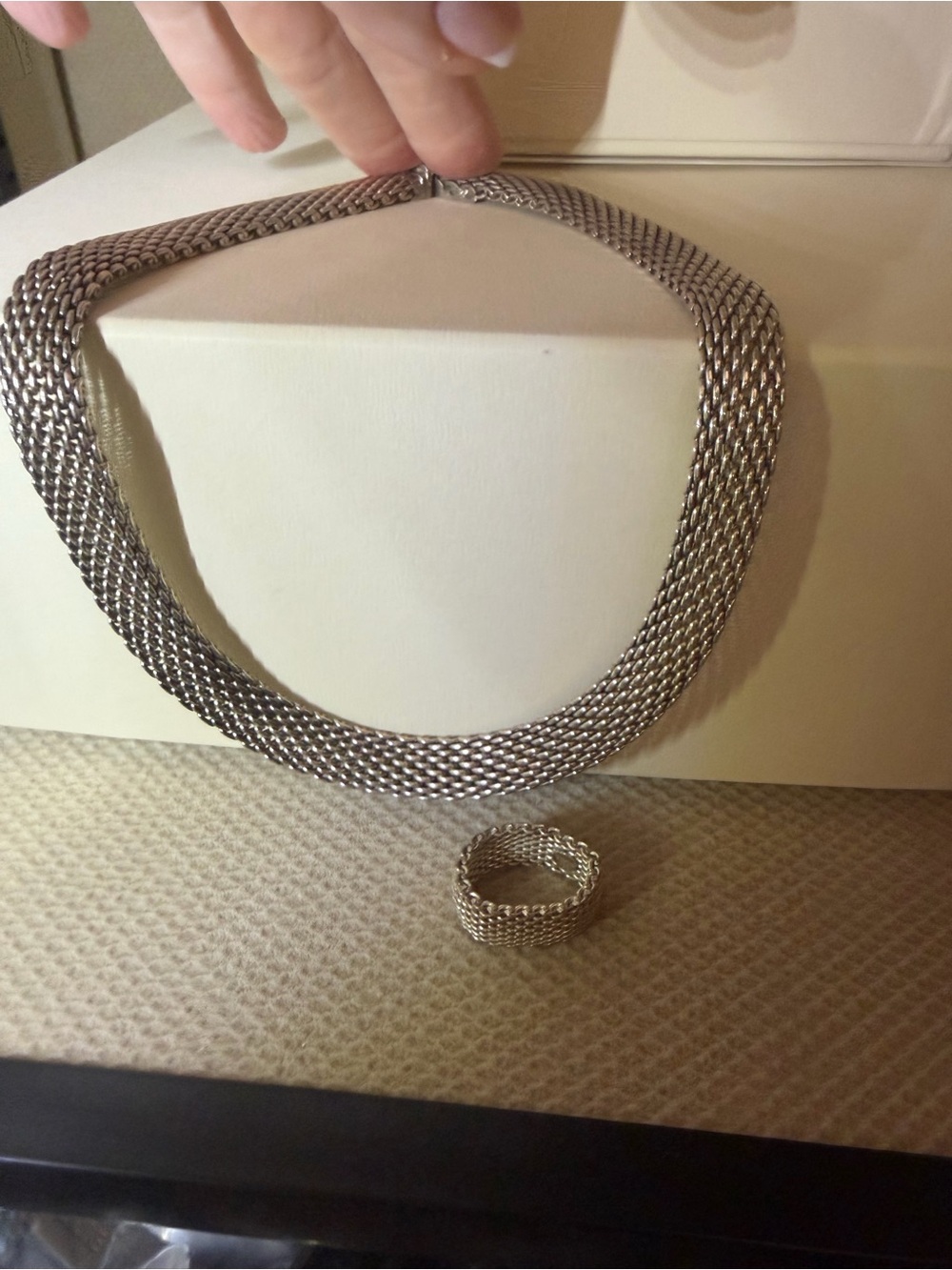 Tiffany & Co. Somerset Mesh Necklace + Ring Set • Sterling 925